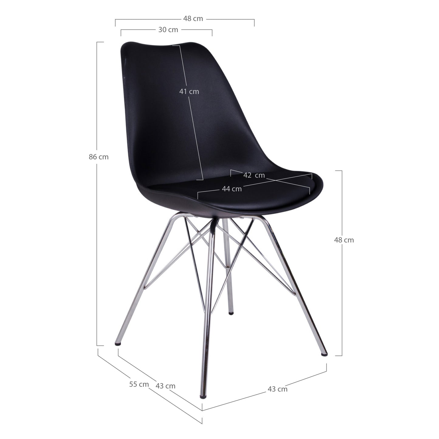 Klassiker Stuhl SCANDINAVIA (2er Set) schwarz