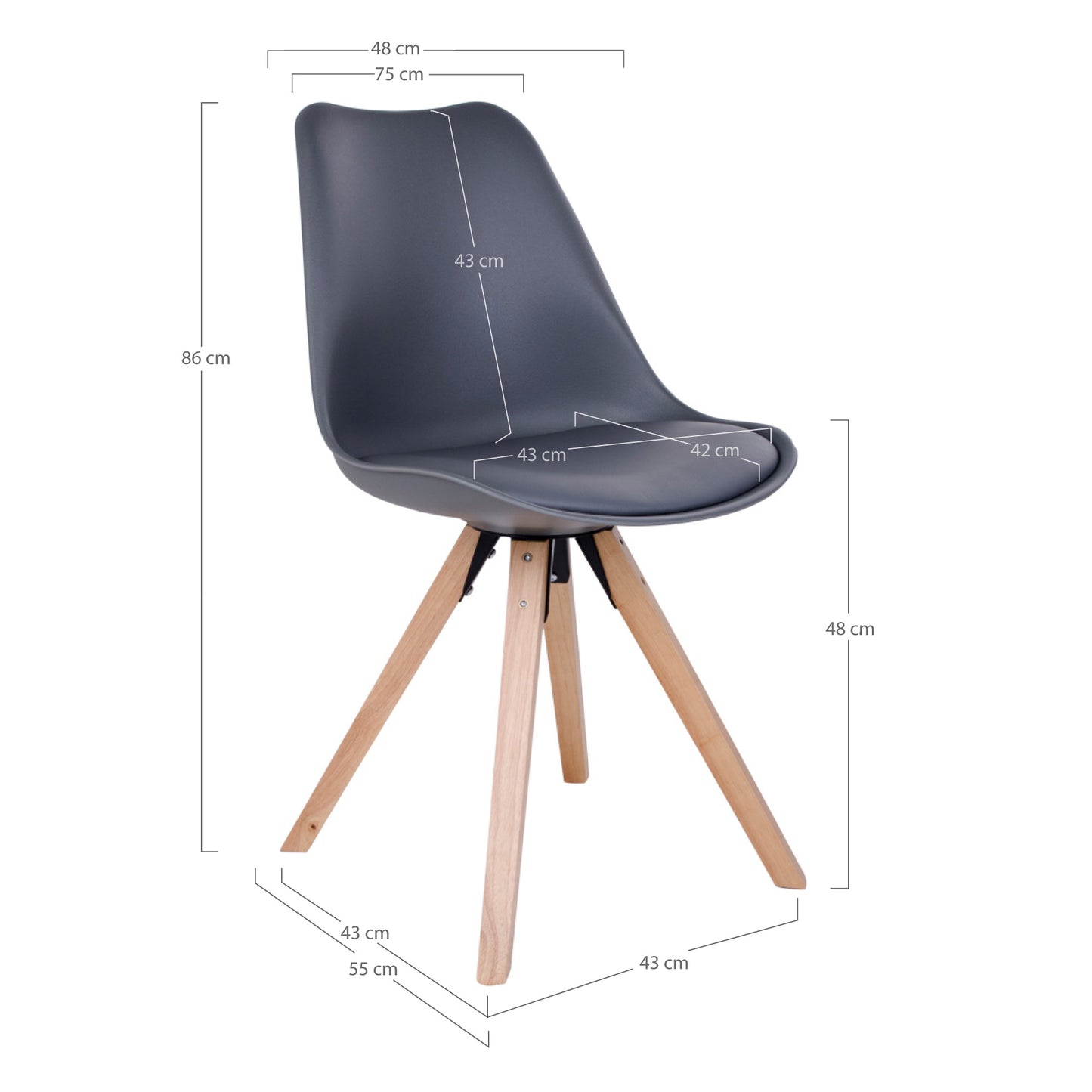 Design Stuhl SKAGEN (2er Set) grau - Holzbeine natural