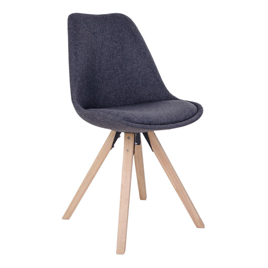 Design Stuhl SKAGEN (2er Set) dunkelgrauer Stoff + Holzbeine natural