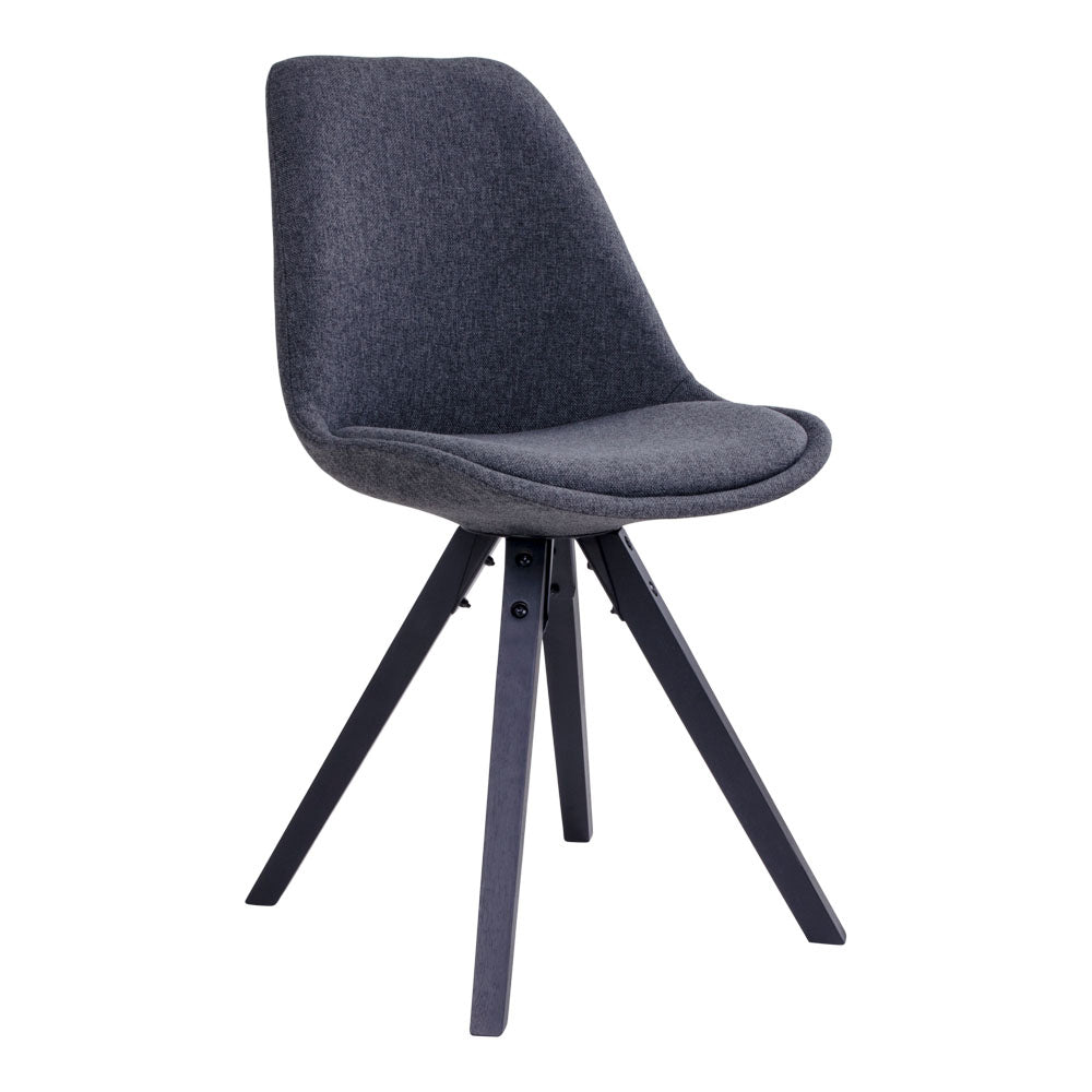 Design Stuhl SKAGEN (2er Set) dunkelgrauer Stoff + Holzbeine schwarz