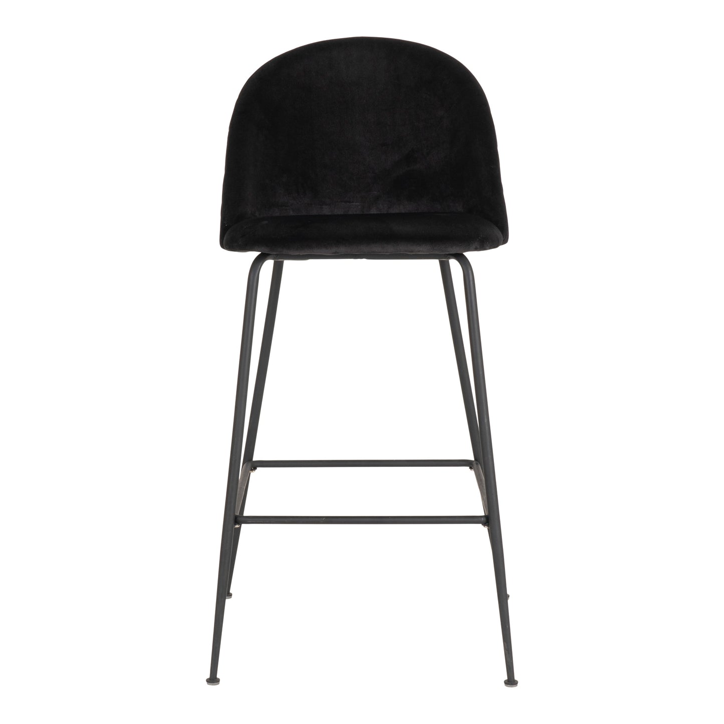 Edler Barstuhl TOULOUSE  (2er Set) schwarz Samt mit schwarzen Beinen