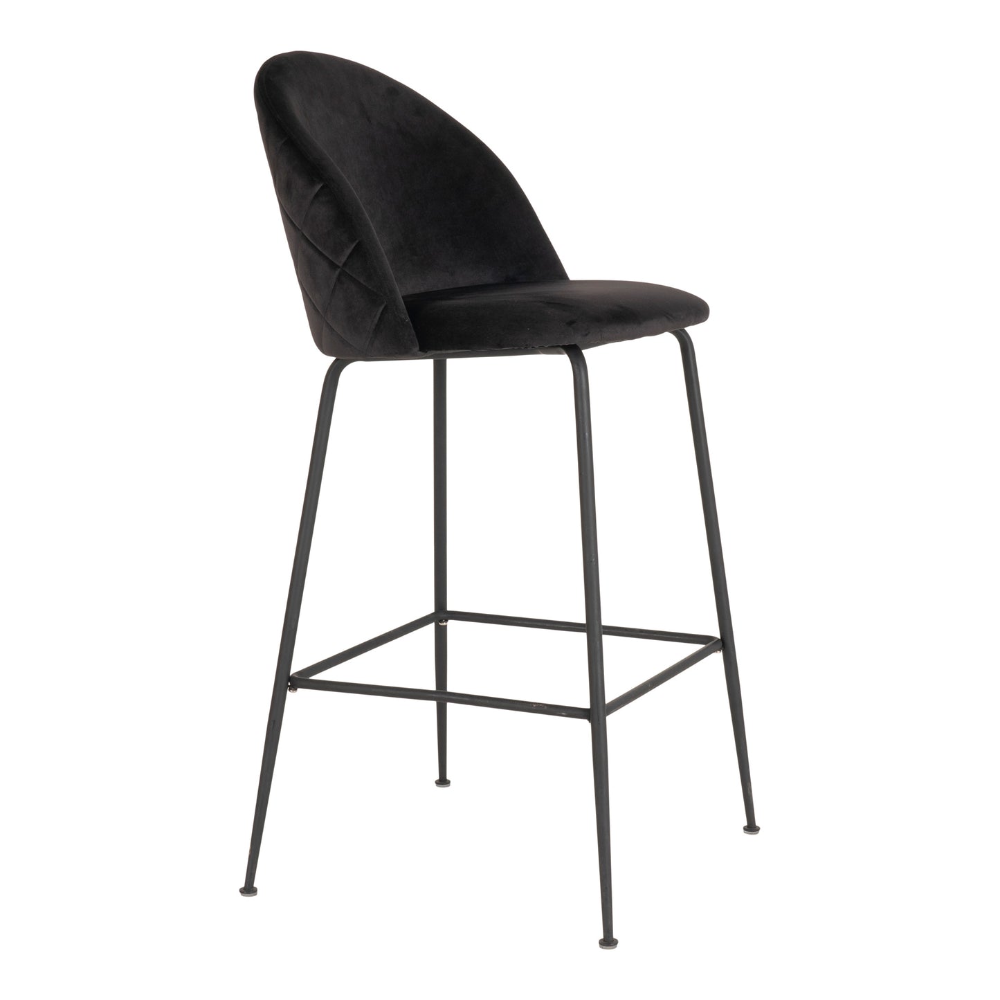 Edler Barstuhl TOULOUSE  (2er Set) schwarz Samt mit schwarzen Beinen