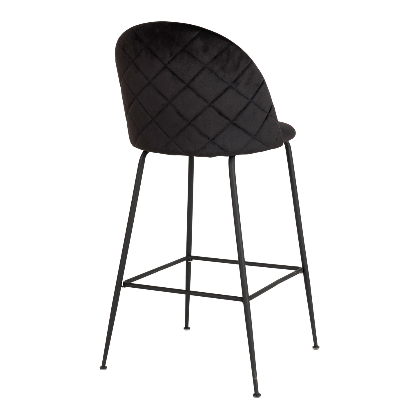 Edler Barstuhl TOULOUSE  (2er Set) schwarz Samt mit schwarzen Beinen