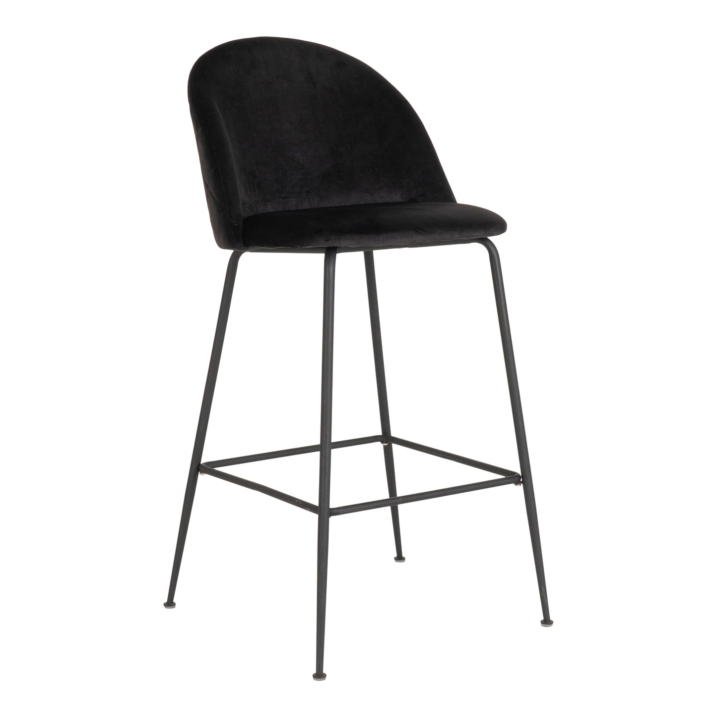 Edler Barstuhl TOULOUSE  (2er Set) schwarz Samt mit schwarzen Beinen