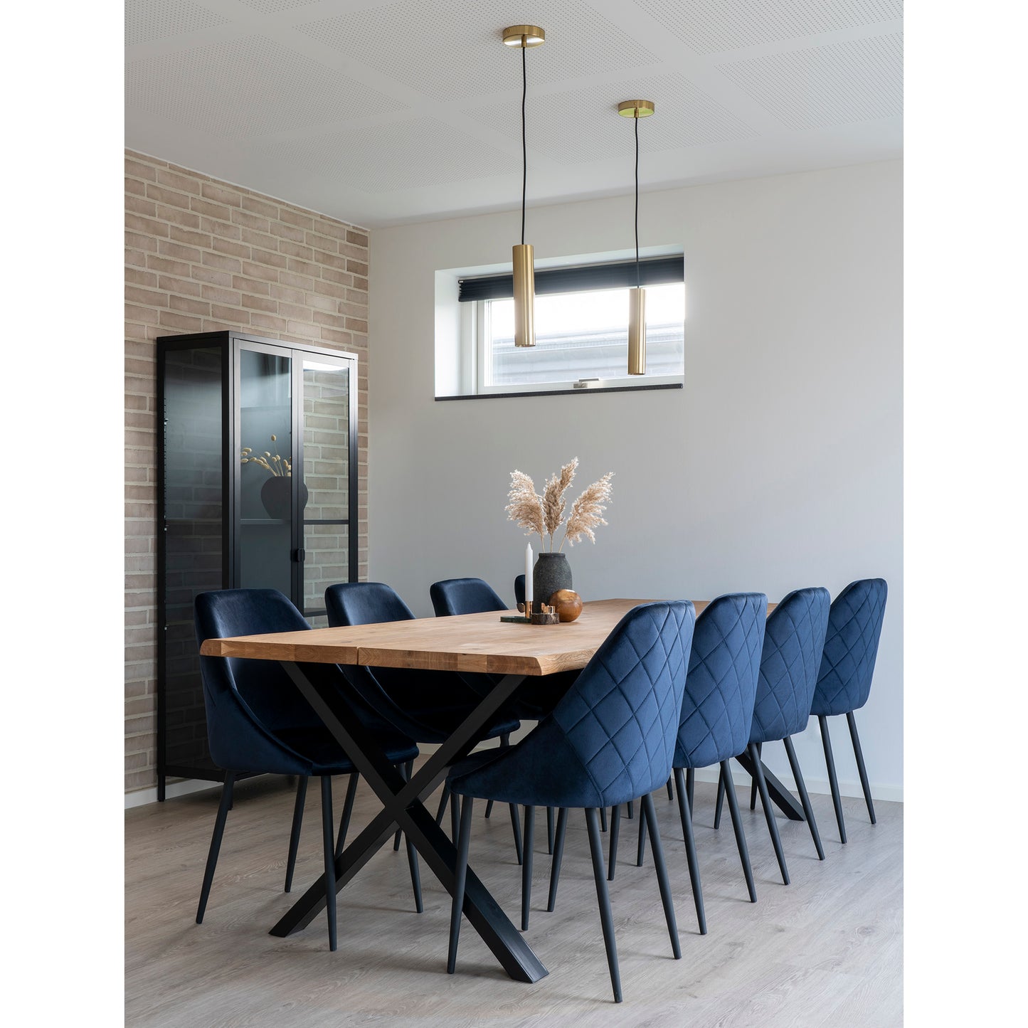 Design Stuhl LAGOS (2er Set) blau Samt