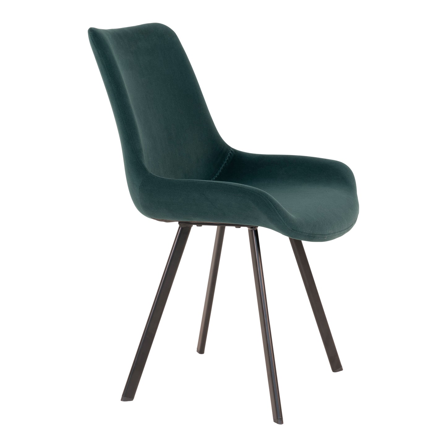 Retro-Design CHICAGO Stuhl (2er Set) grün Samt mit schwarzen Beinen