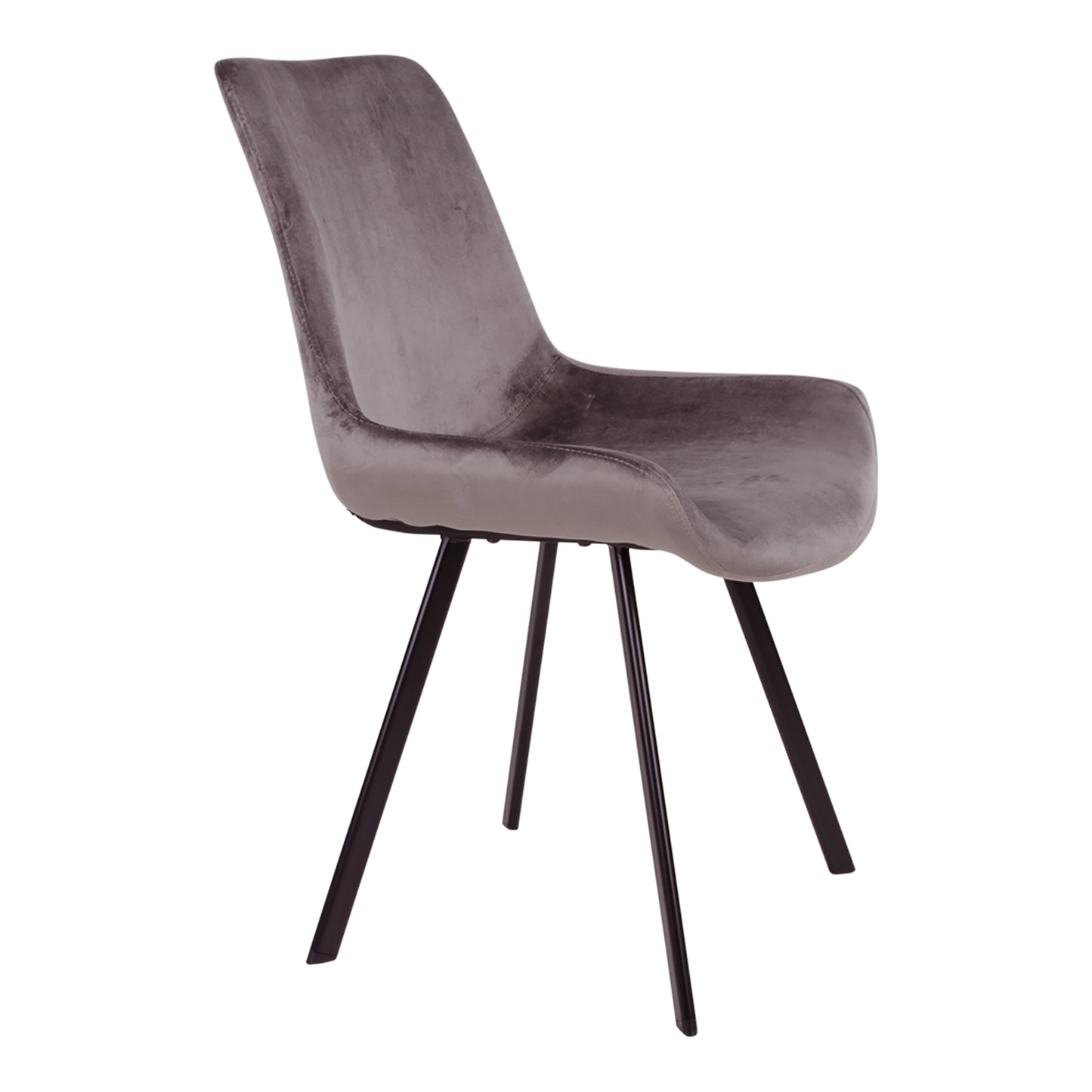 Retro-Design CHICAGO Stuhl (2er Set) grau Samt mit schwarzen Beinen