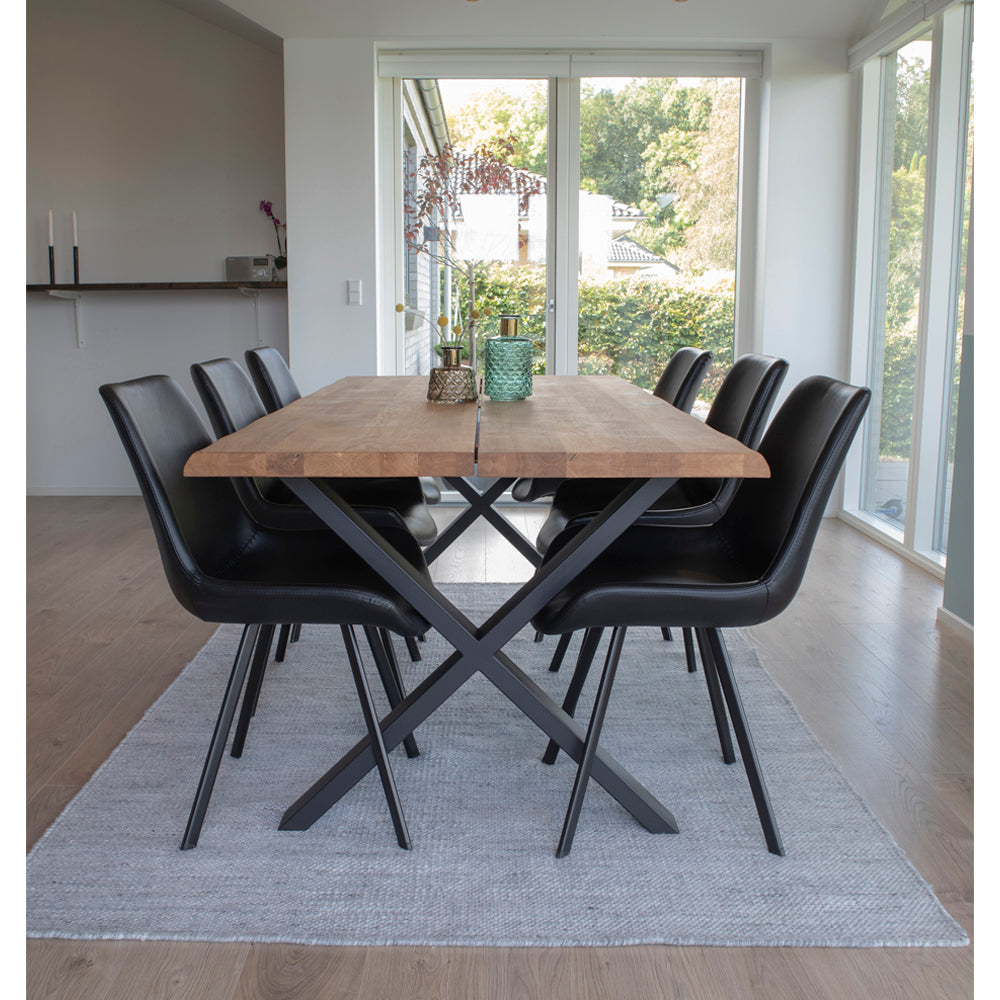 Retro-Design CHICAGO Stuhl (2er Set) schwarz mit schwarzen Beinen