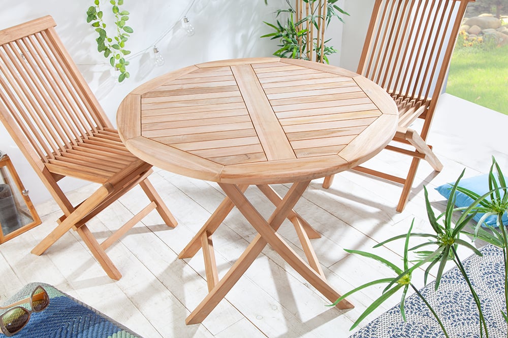 Teak Gartentisch KURSI klappbar ca. D100cm Esstisch