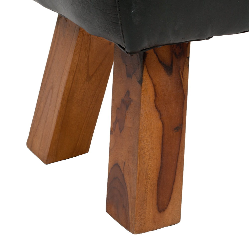 Leder Bank MAXI-L Schwarz ca. L120cm Teak