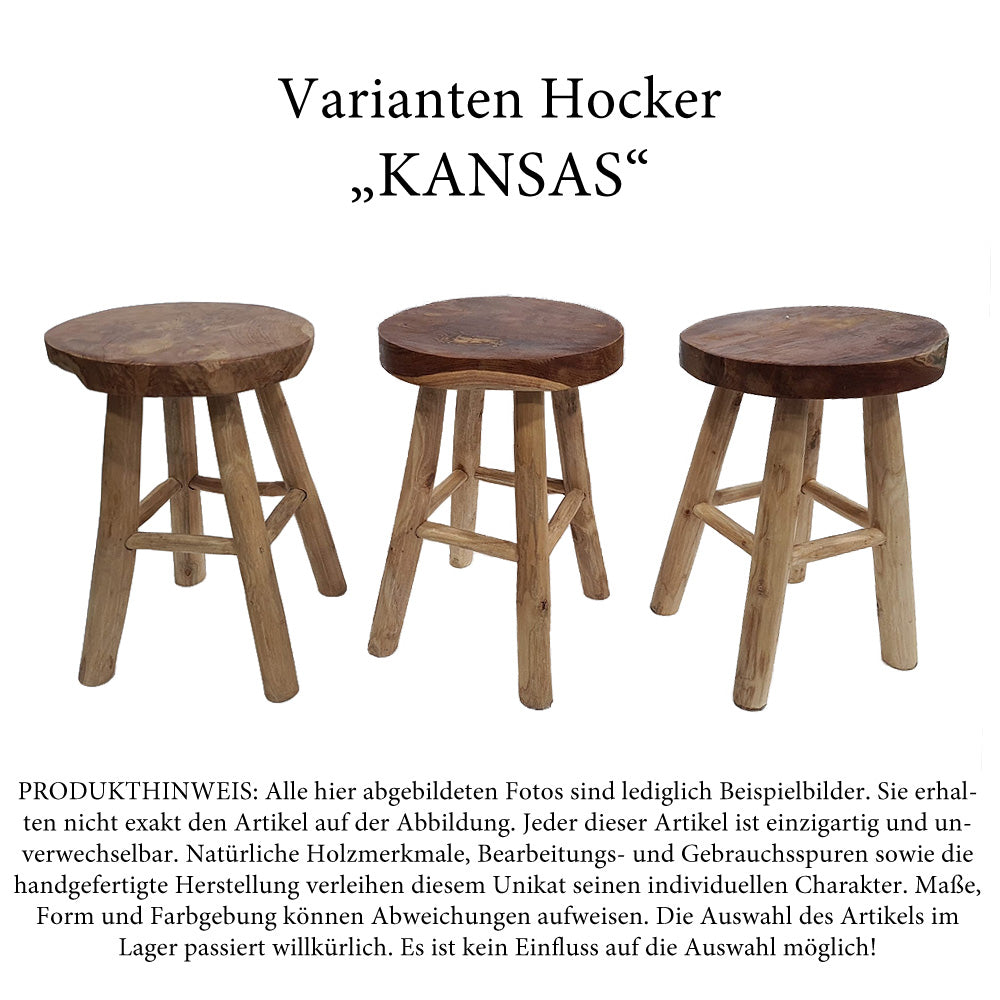 Teak Hocker KANSAS Natural 45cm Beistelltisch Sitzhocker