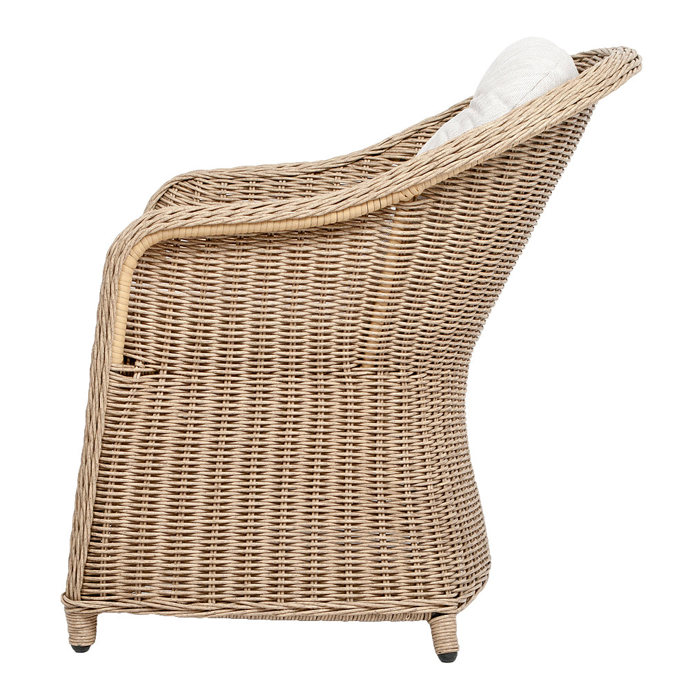 2er Set Sessel BELLA rundes Polyrattan Natural Gartenstuhl