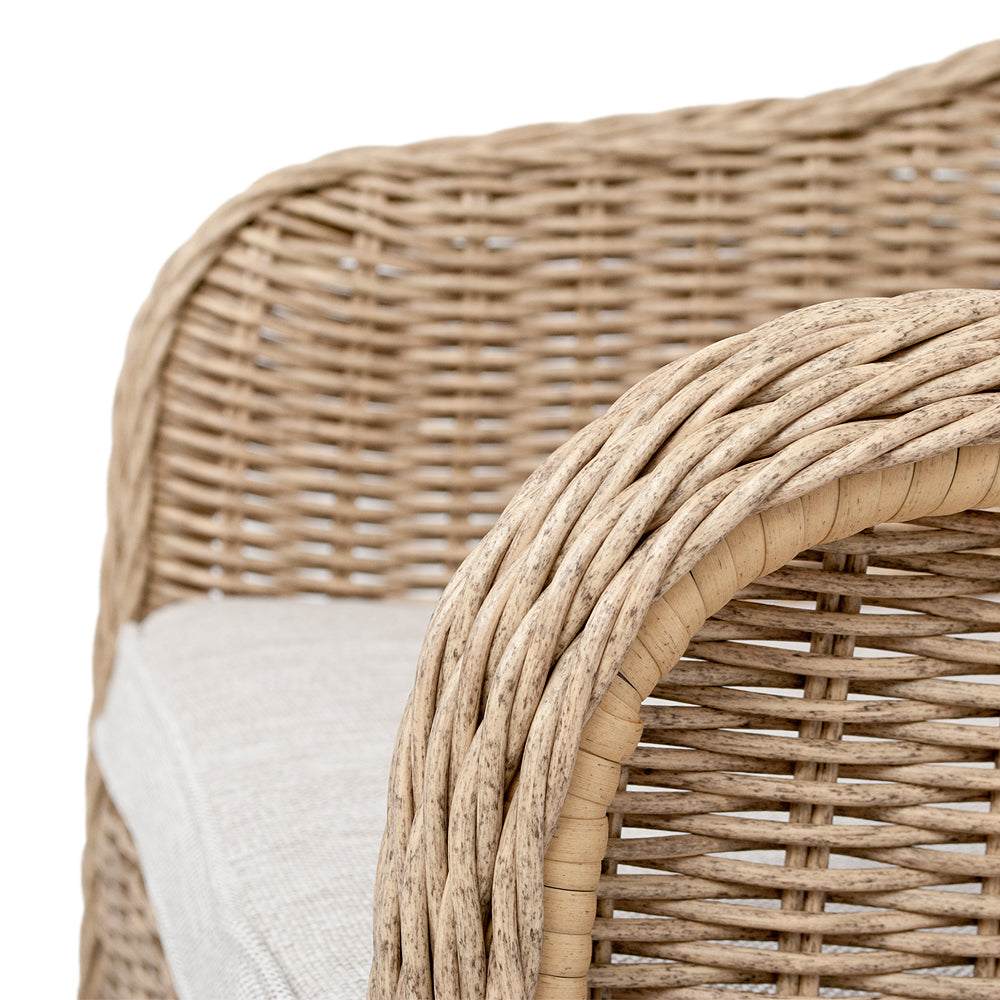 2er Set Sessel BELLA rundes Polyrattan Natural Gartenstuhl