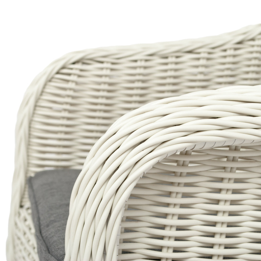 2er Set Sessel BELLA rundes Polyrattan Eierschalenweiß Gartenstuhl