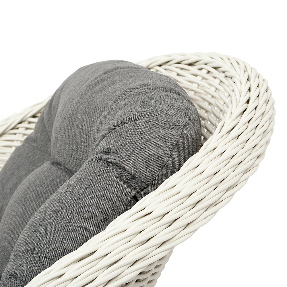 2er Set Sessel BELLA rundes Polyrattan Eierschalenweiß Gartenstuhl