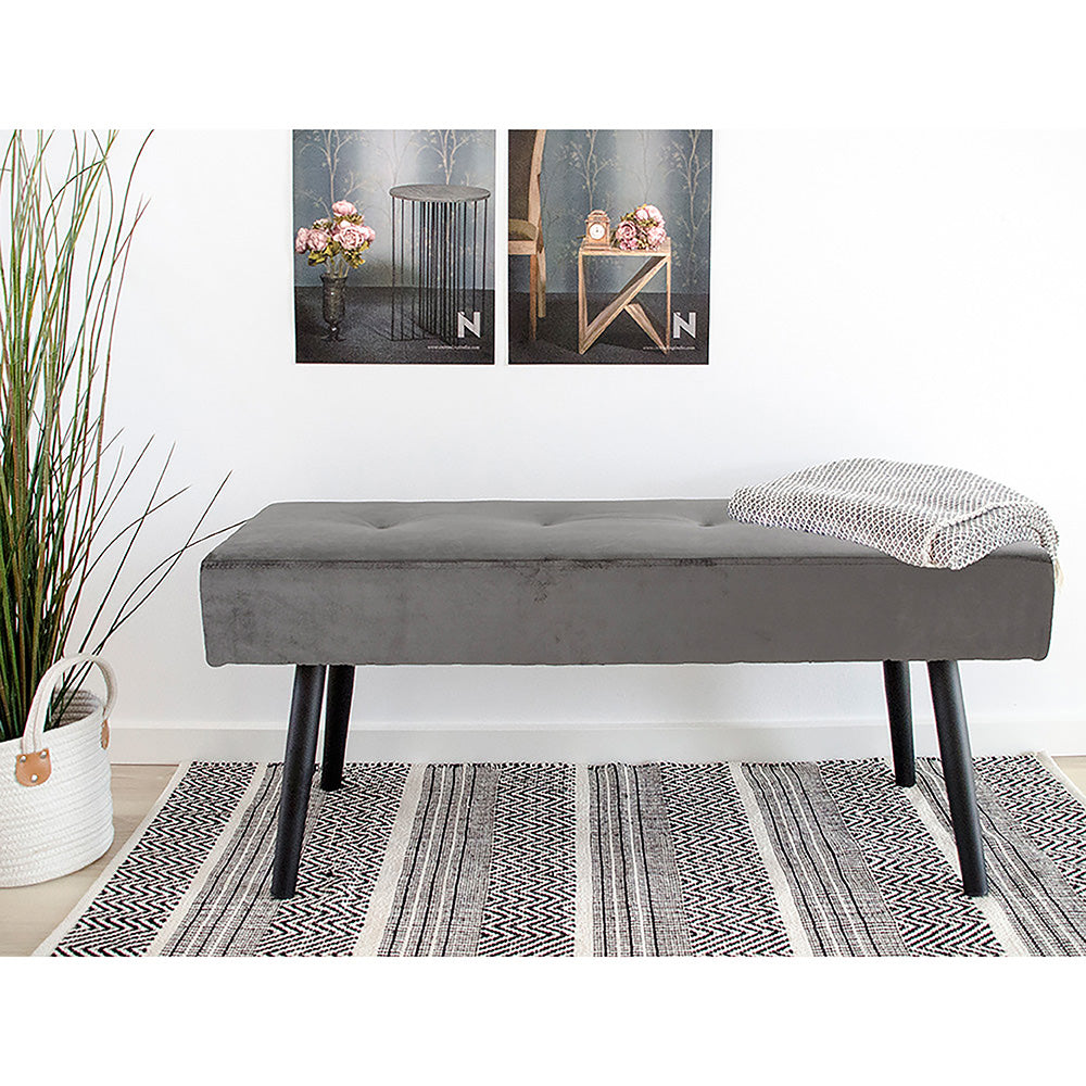 Elegante Bank BISKY grau Samt ca. 100cm