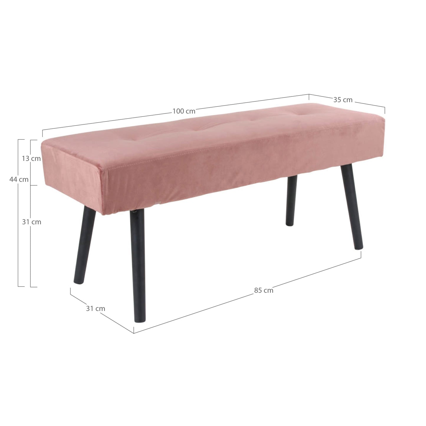 Elegante Bank BISKY rose Samt ca. 100cm