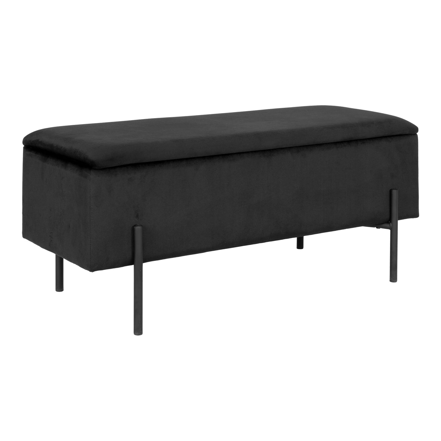 Elegante Bank NIZZA mit Stauraum 95cm Samtstoff schwarz