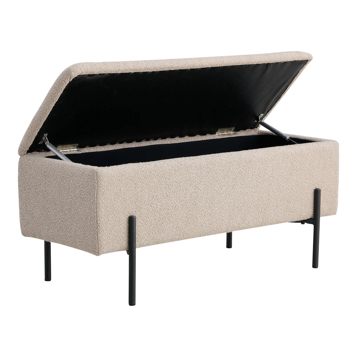 Elegante Bank NIZZA mit Stauraum 95cm Bouclé-Stoff beige