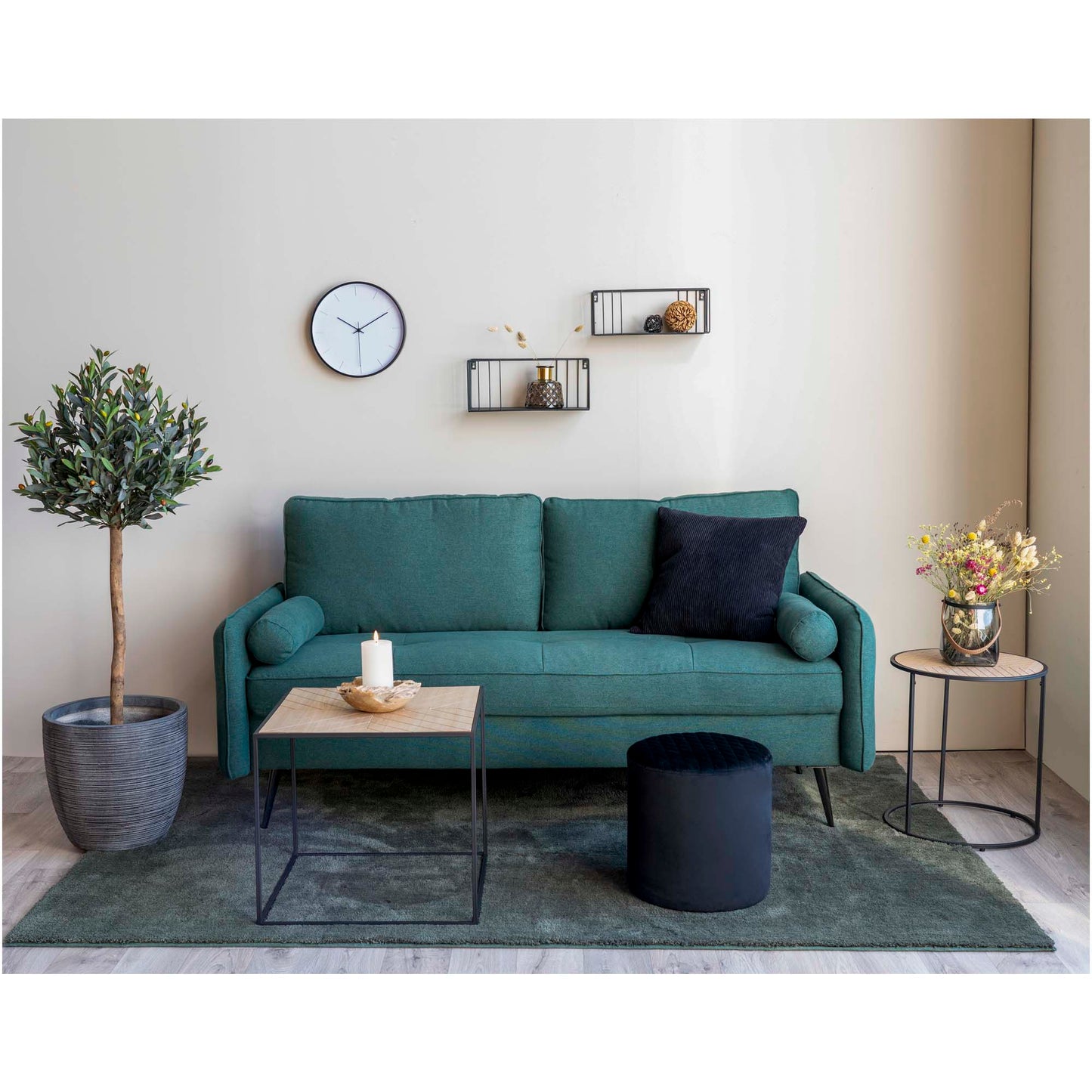 Eleganter Hocker BILUND schwarz Samt