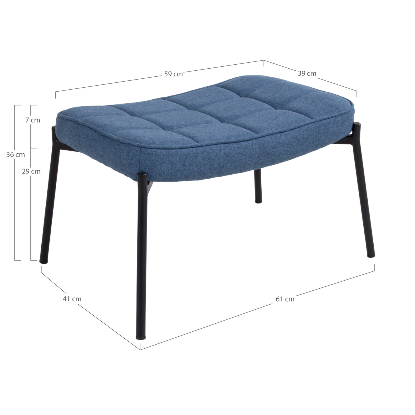 CORDERO Fußstütze in blau Samt mit schwarzen Beinen