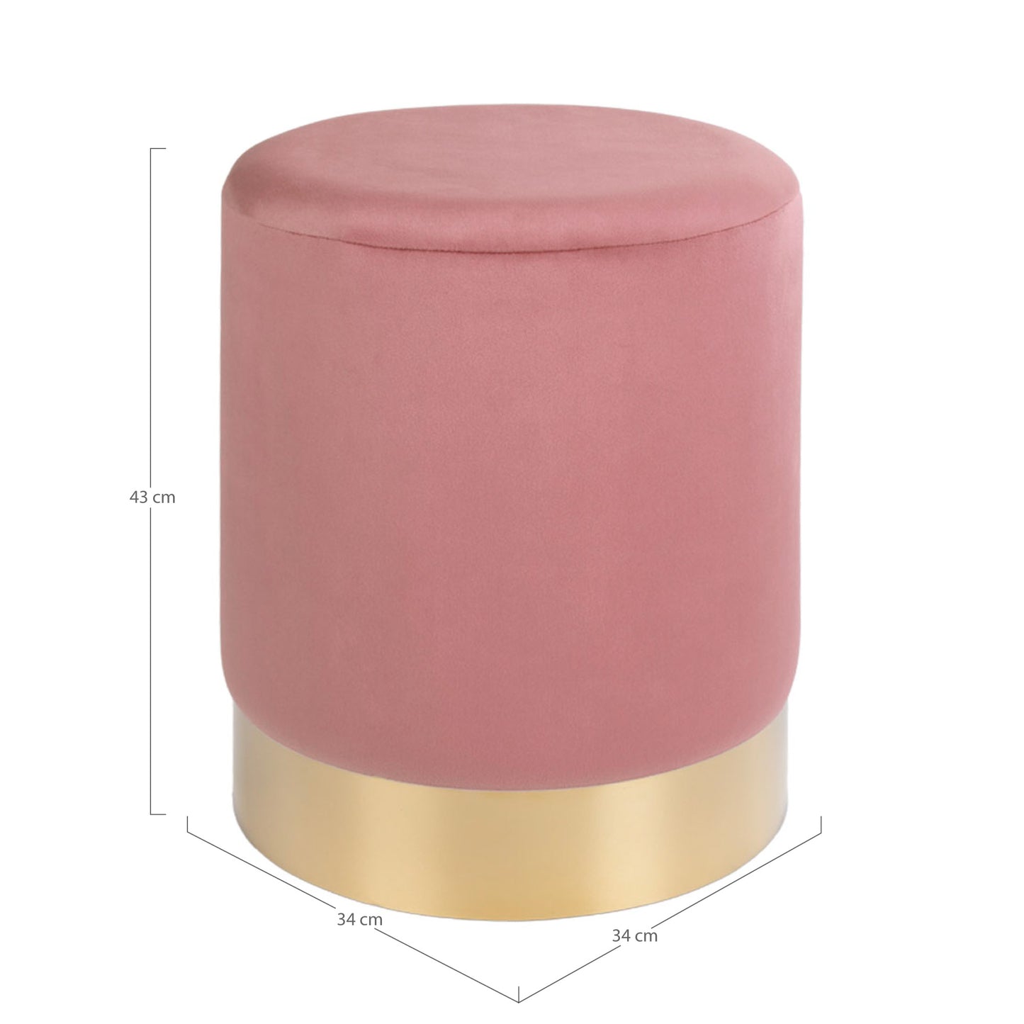 Eleganter Hocker CHANTAL 43cm rose Samt