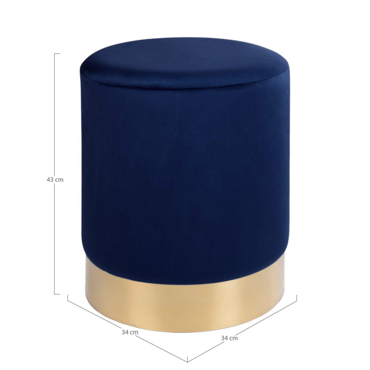 Eleganter Hocker CHANTAL 43cm dunkelblau Samt