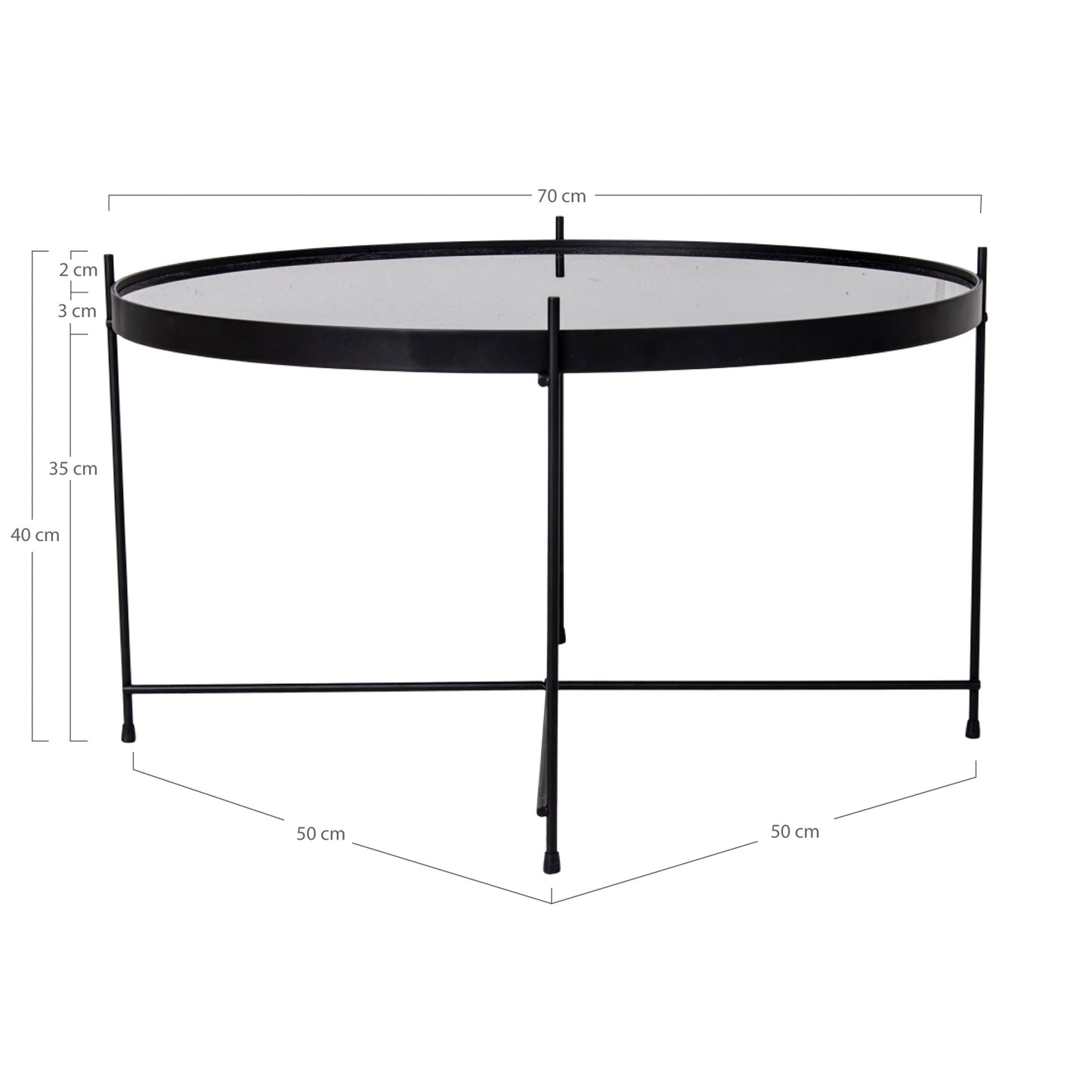 Eleganter Couchtisch VENEDIG schwarz ca. ø70xh40cm