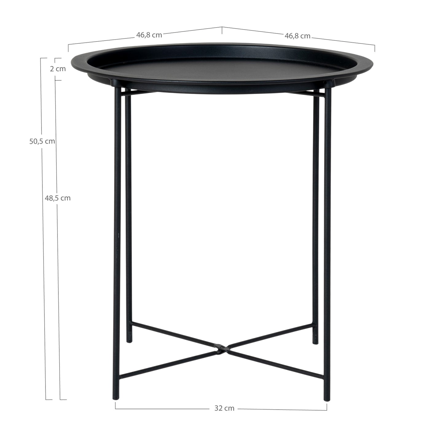 Design Beistelltisch BOSTON 48cm Tablett schwarz Stahl