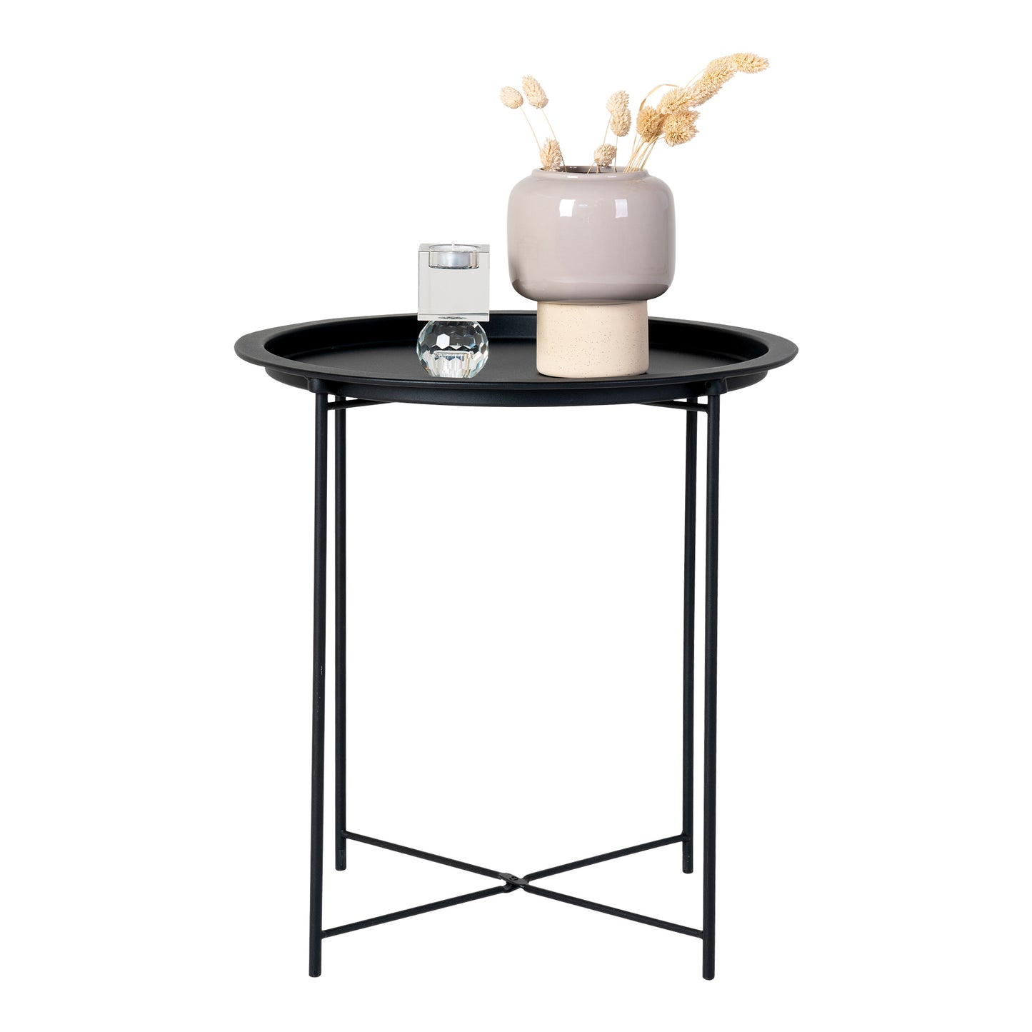 Design Beistelltisch BOSTON 48cm Tablett schwarz Stahl