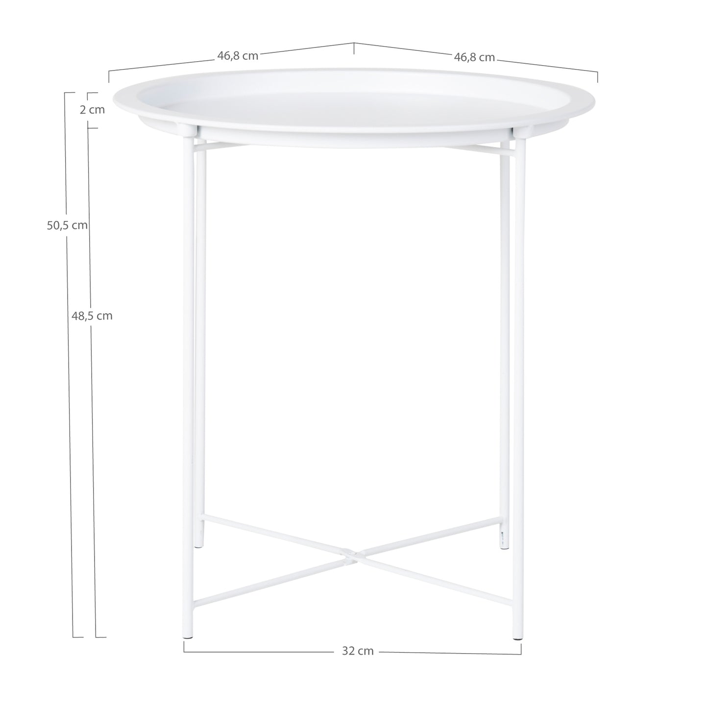 Design Beistelltisch BOSTON 48cm Tablett weiss Metall