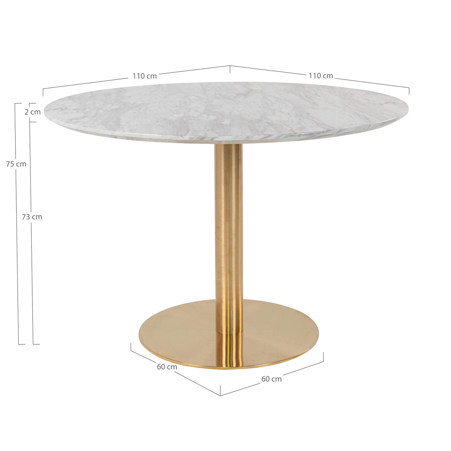 Moderner Esstisch ZANOL in Marmor-Look messing ca. D110cm