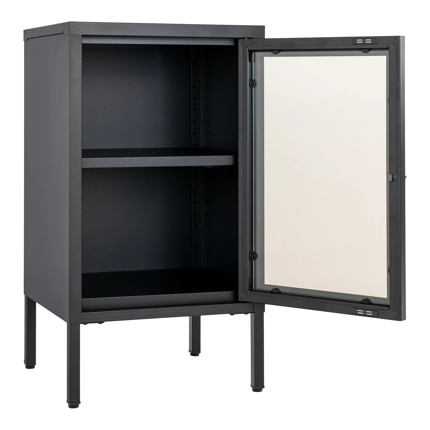 Moderne Kommode DAILY 70cm schwarz Glastür Metall