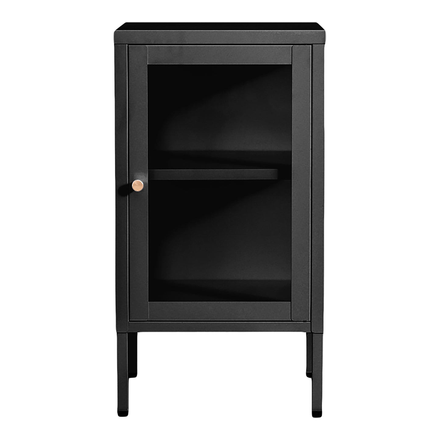 Moderne Kommode DAILY 70cm schwarz Glastür Metall