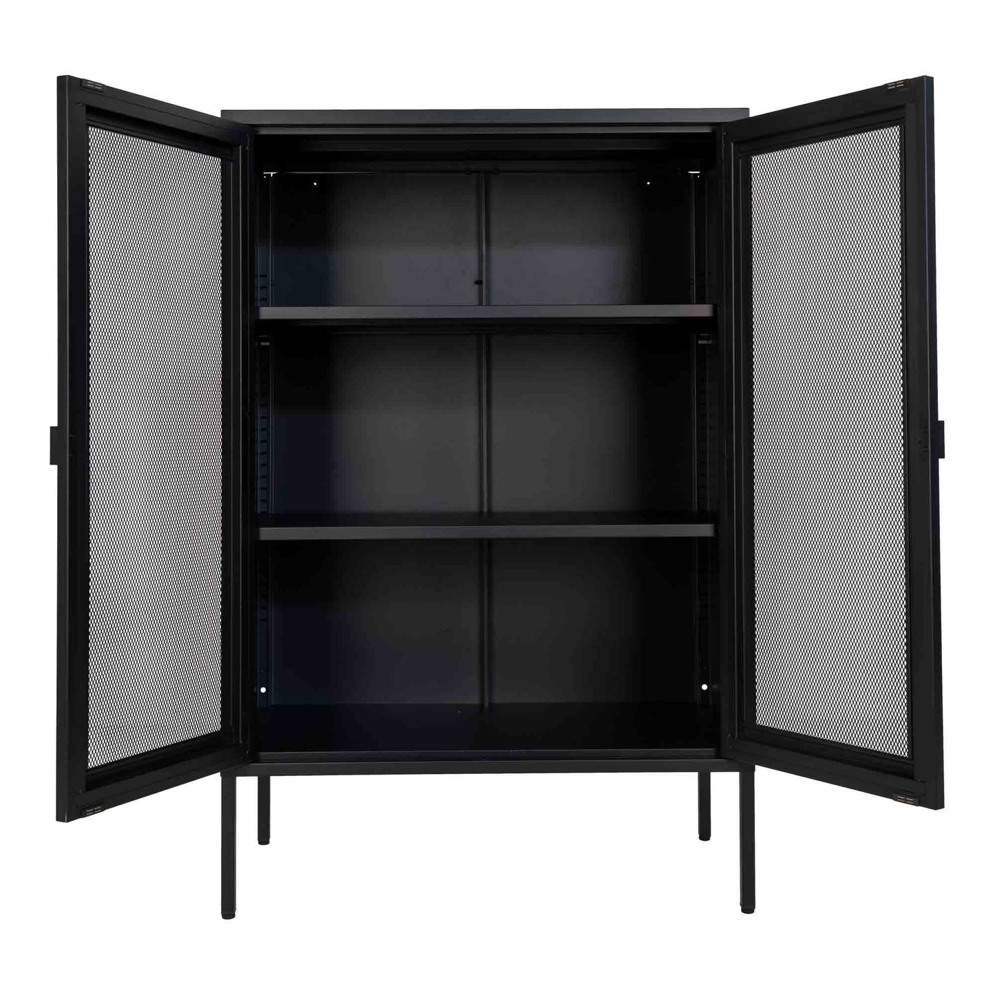 Modernes Highboard SYDNEY 120x80cm schwarz Metall Gittertür