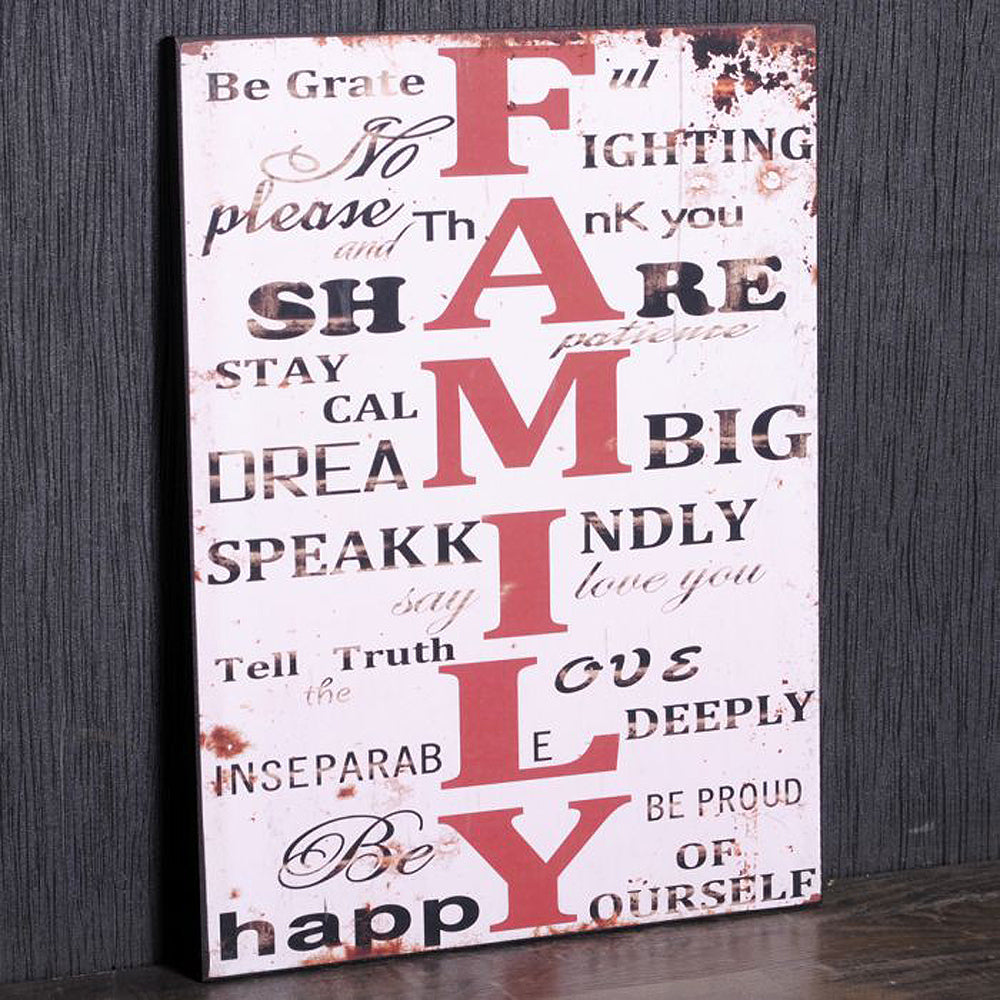 Antik Holzschild FAMILY II Vintage Retro Schild