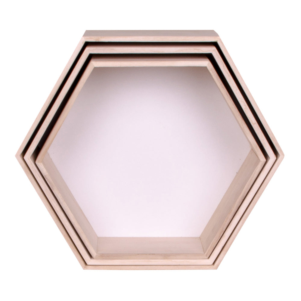 3-tlg. Regal-Set GEO aus Holz