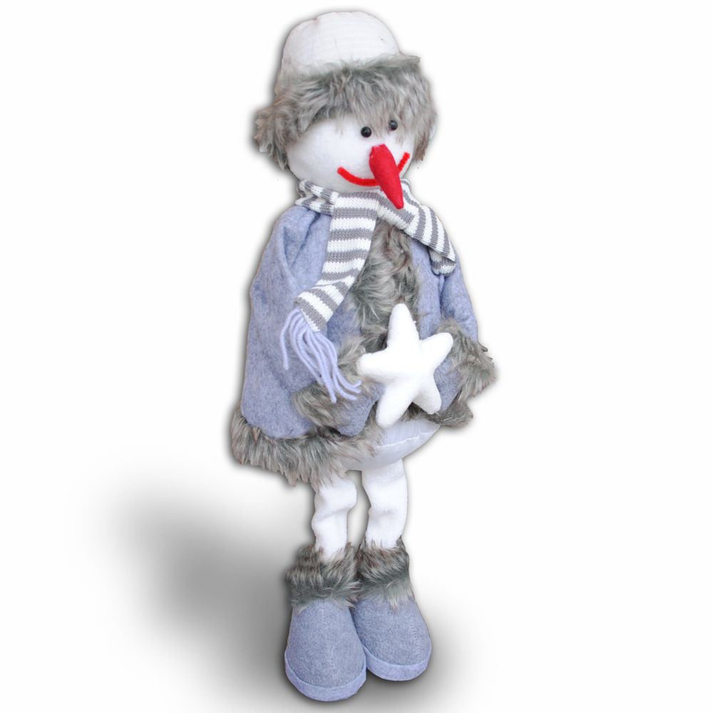 Schneemann WUSCHEL mit Pelzmantel und Stern