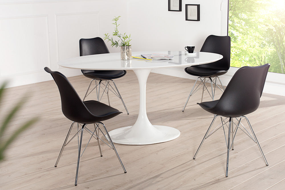 4er Set Design-Klassiker Stuhl NORWAY schwarz-silber