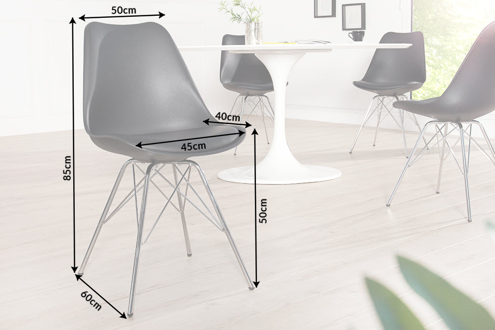 4er Set Design-Klassiker Stuhl NORWAY schwarz-silber