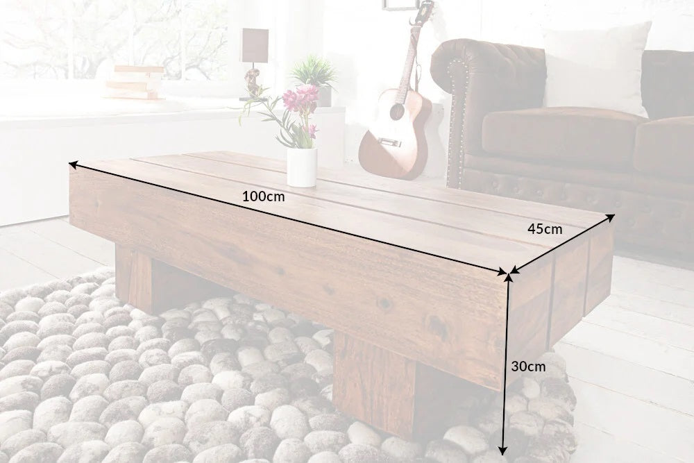 Puristischer Couchtisch SAMANTI 100cm Massivholz Palisander