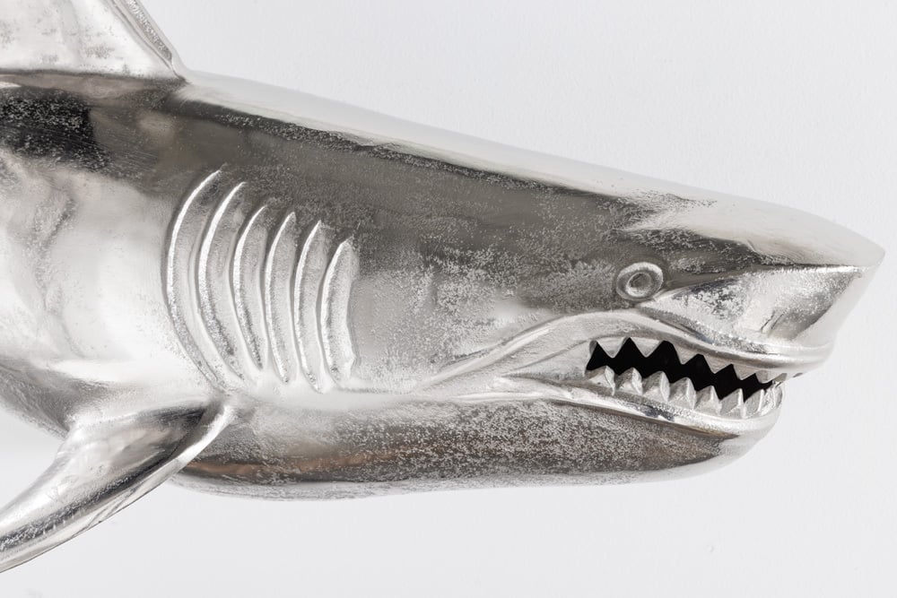Wanddeko 2er Set Haifisch 70cm SHARK silber Aluminium Maritim