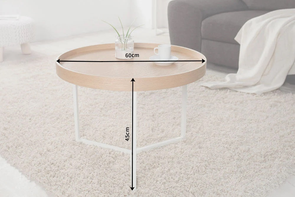 Moderner Couchtisch STACCA 60cm natur abnehmbares Tablett