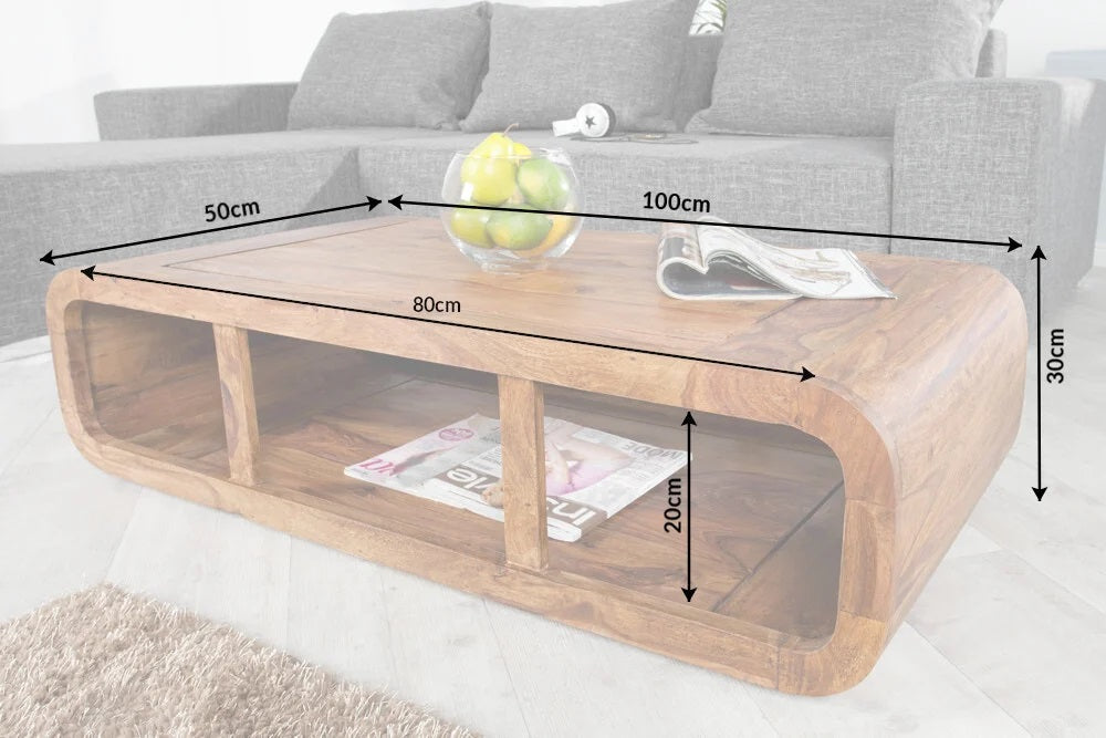 Puristischer Couchtisch MOHIT 100x50cm Palisander Massivholz