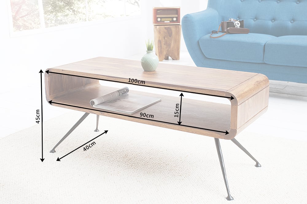 Puristischer Couchtisch ALINO 100cm massiv Massivholz Palisander