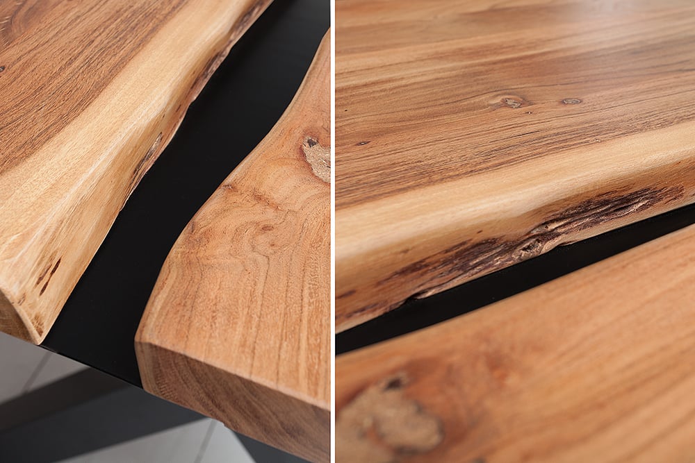 Design Esstisch DIVISIO 200cm Akazie natural Baumkante X-Gestell