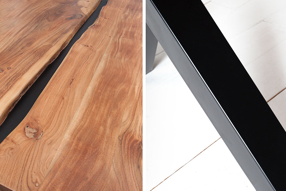 Design Esstisch DIVISIO 200cm Akazie natural Baumkante X-Gestell