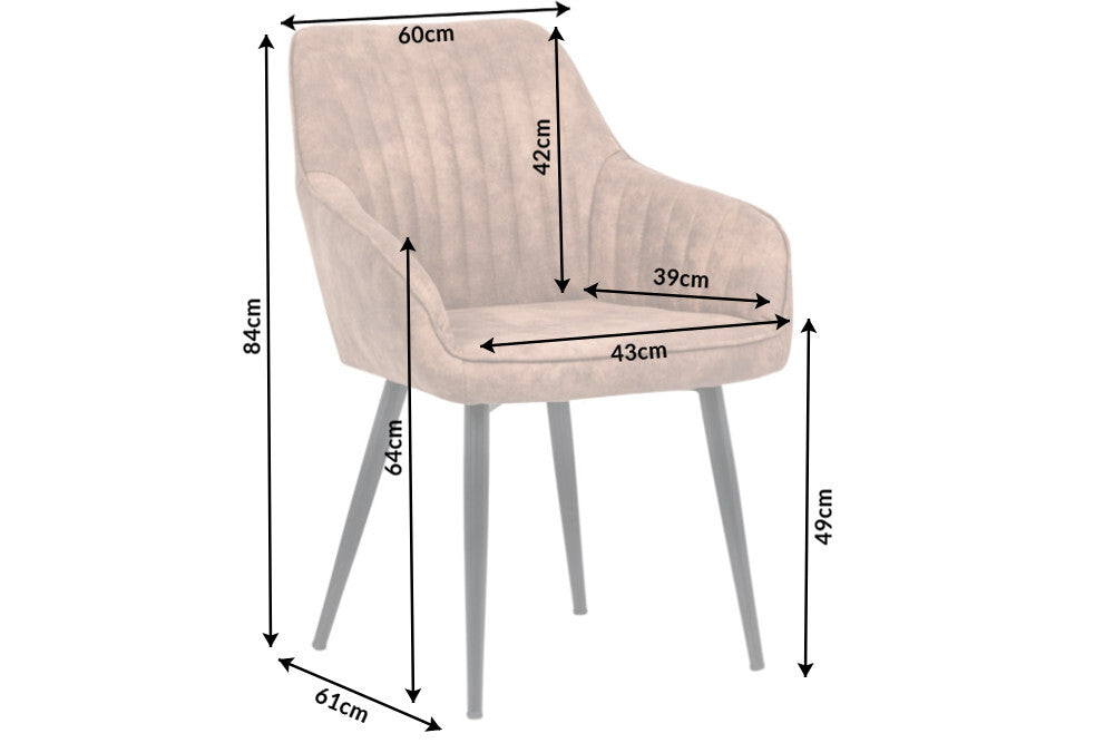 Eleganter Stuhl MILAN Mikrofaser Vintage-Braun Armlehnen