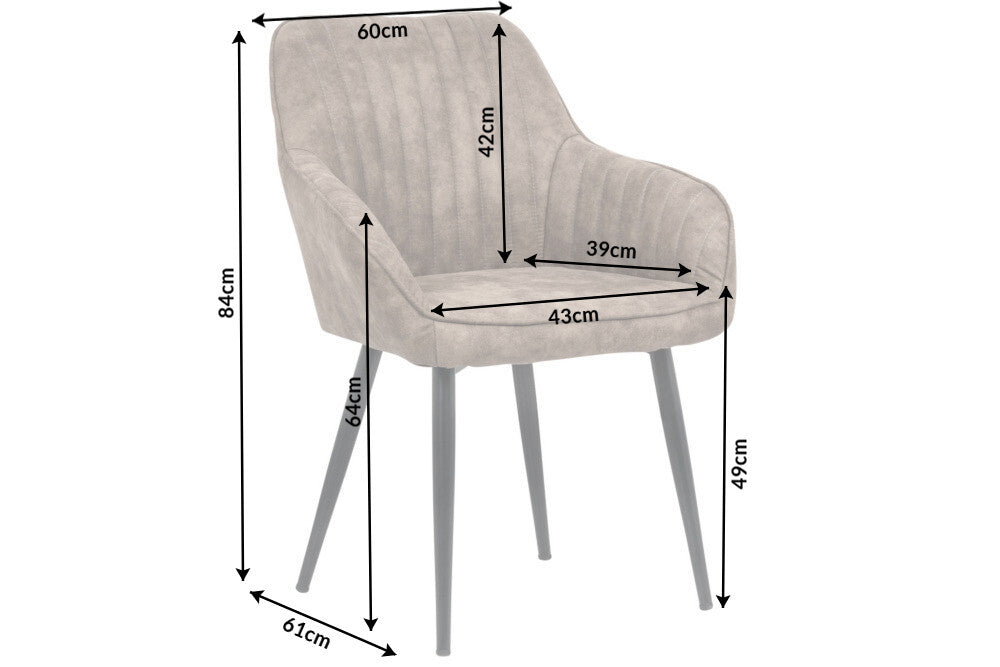Eleganter Stuhl MILAN Mikrofaser Taupe Armlehnen Ziersteppung