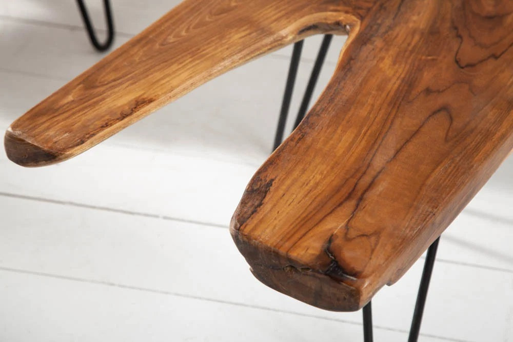 Extravaganter Teak-Couchtisch ALBERO 100cm natur Baumscheibe
